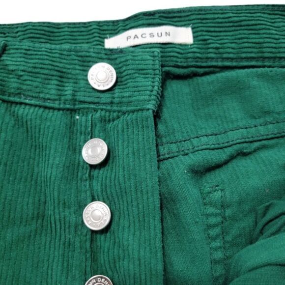 Pacsun Pants Size 29 W30" x L31" Pacsun Dad Jean Corduroy Pants Button Fly Green - Picture 6 of 8